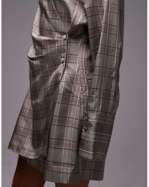 & Other Stories Gray Mini Shirt Dress With Ruche Wrap Front