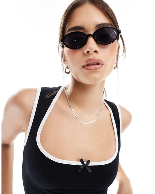 ASOS Black Slim Oval Sunglasses