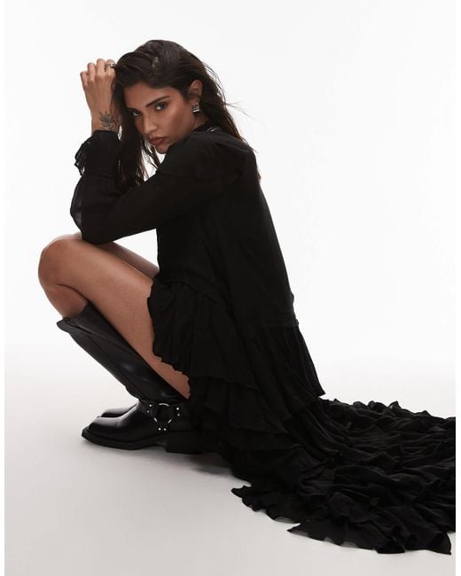 AllSaints White – cavarly – langärmliges gestuftes maxikleid