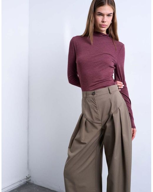 TOPSHOP Purple Dropped Waist Barrel Trouser