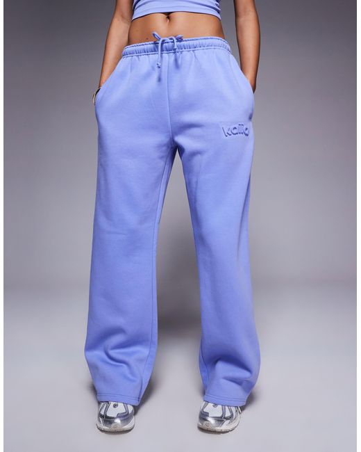 Kaiia Blue Embossed Wide Leg jogger Co-ord