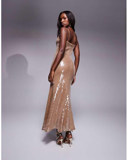 Bardot Natural Sequin Maxi Dress