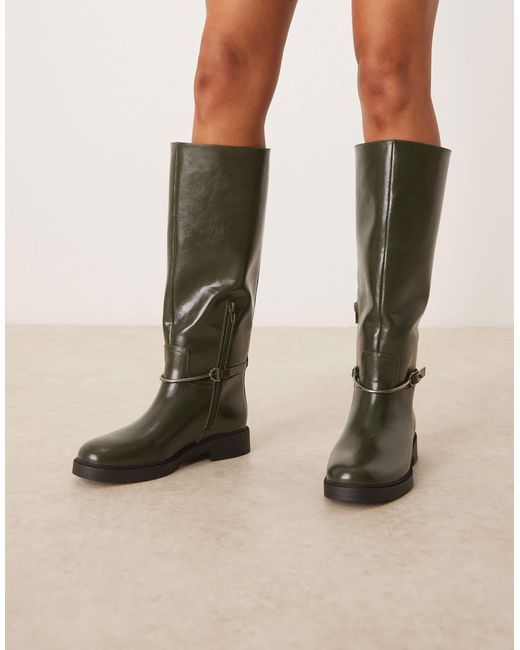 ASOS Green Cole Flat Riding Knee Boot