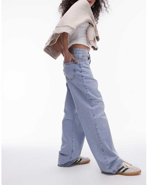 Vaqueros De Talle Medio Y Corte Suelto Con De -Azul TOPSHOP de color Blue
