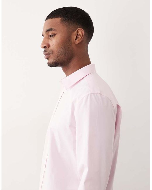 ASOS Pink Regular Fit Smart Poplin Shirt for men