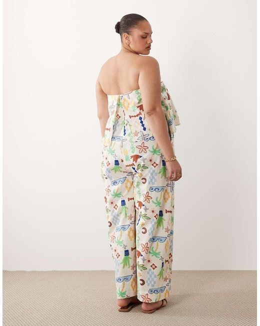 ASOS Metallic Asos Design Curve Bandeau Double Layer Jumpsuit