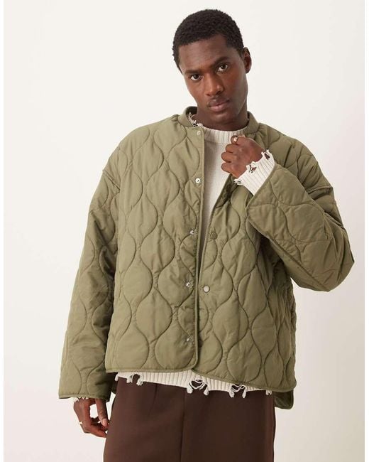ASOS Green Oversized Quilted Liner Puffer Jacket for men