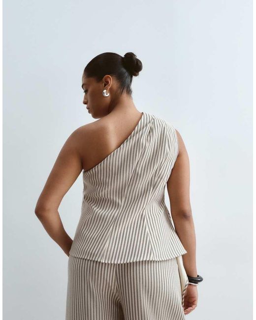 ARRANGE Metallic Curve One Shoulder Structured Top With Asymmetric Hem