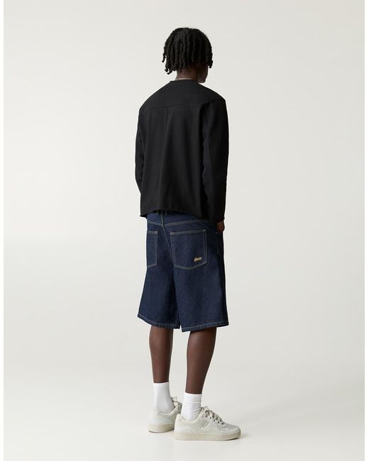 Pull&Bear Blue Baggy Denim Bermuda Shorts for men