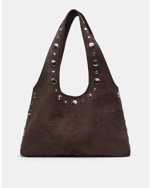 Pull&Bear Brown Shopper Bag With Studs