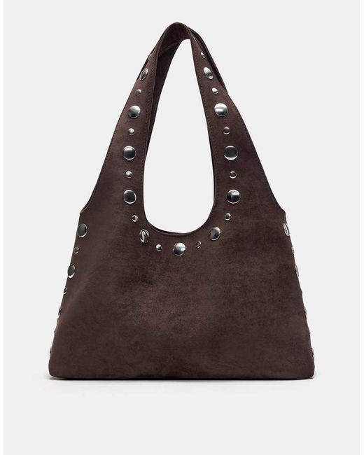 Borsa Shopper Con Borchie di Pull&Bear in Brown
