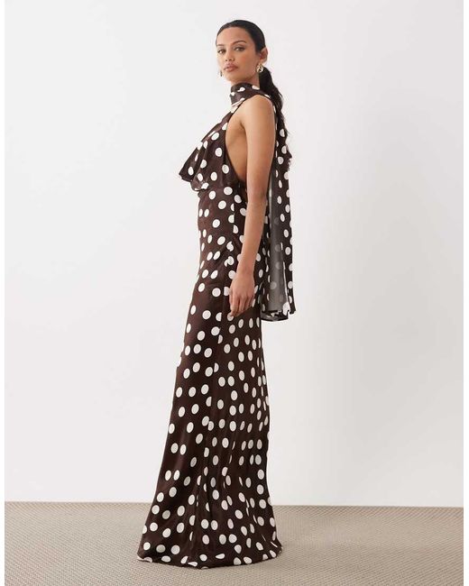 ASOS White Satin Cowl Neck Scarf Maxi Dress