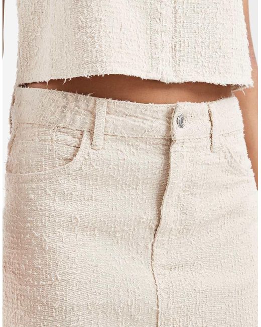 ASOS Natural Textured Denim Mini Skirt