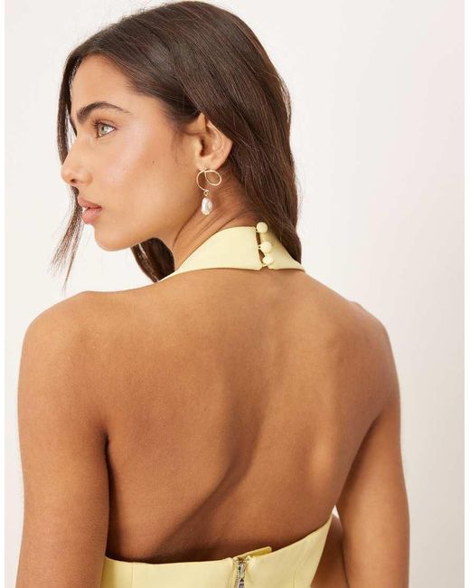 Bardot Yellow Nevelle Hourglass Halter Neck Mini Dress