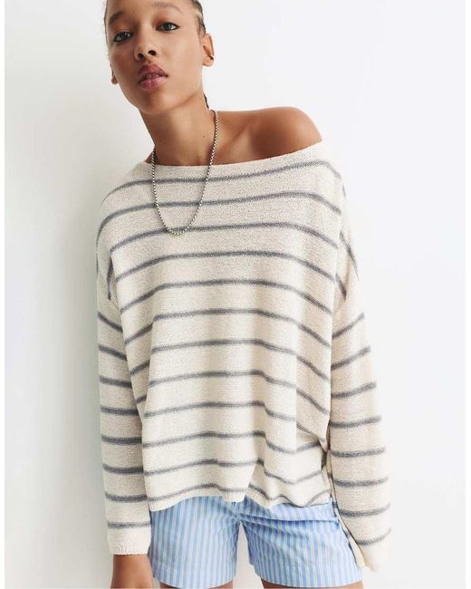 Maglione A Righe di Pull&Bear in White