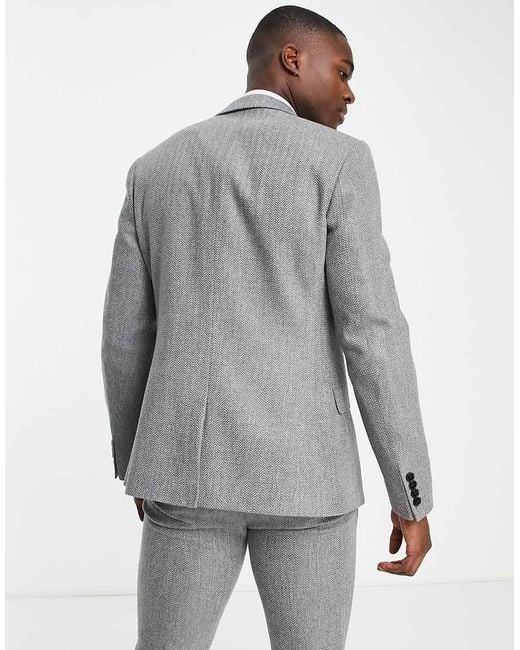 ASOS Gray Super Skinny Wool Mix Suit Jacket for men