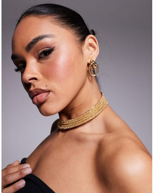 ASOS Gray – choker-halskette mit goldenem perlendesign