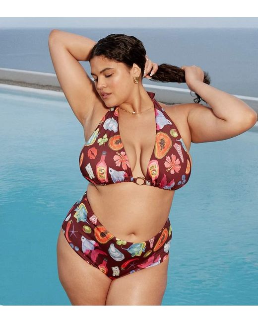 ASOS Blue Asos Design Curve Celeste High Leg High Wais Bikini Bottom