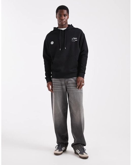 ASOS Black Relaxed Hoodie With Logo Puff Print for men