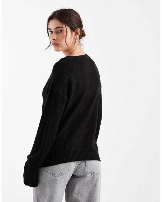 Brave Soul Black Oversized Christmas Sweater With Sequined Candy Cane Detailing