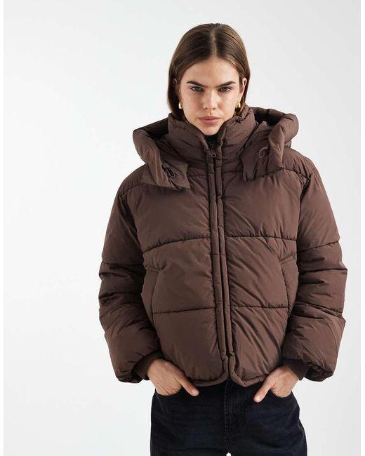 ONLY Black Hooded Puffer Jacket