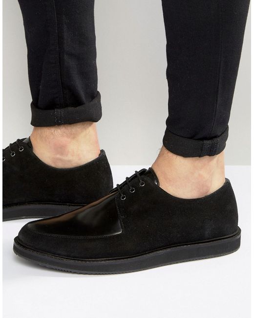 ASOS Brothel Creepers In Black Leather And Suede for men