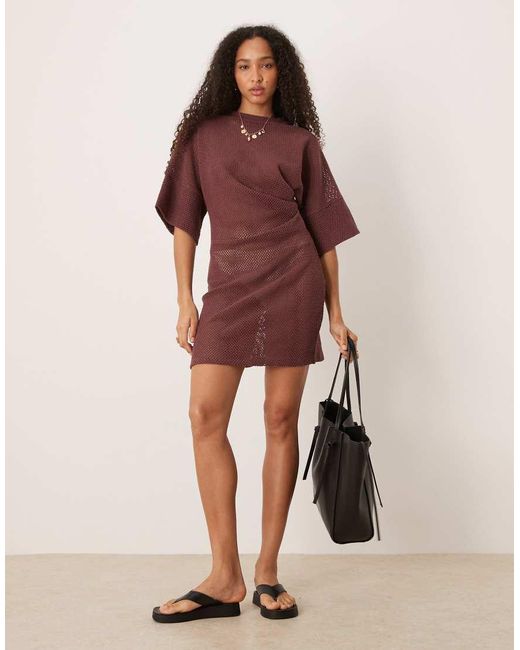 ASOS Red Crochet T Shirt Tuck Mini Dress