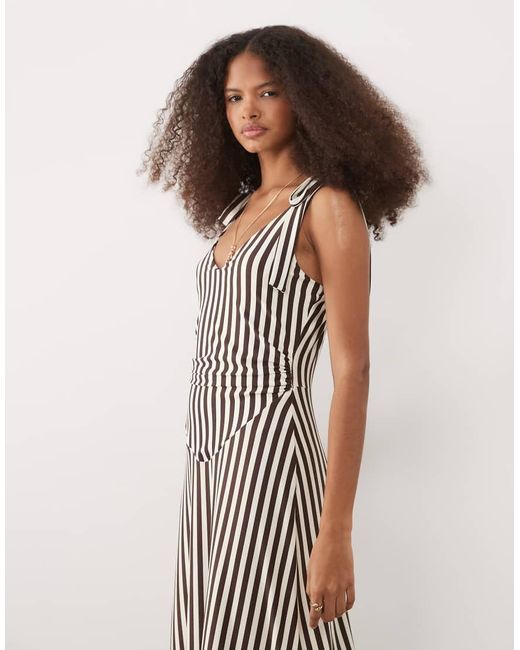 ASOS Multicolor Cami Tie Detail V Neck Maxi Dress