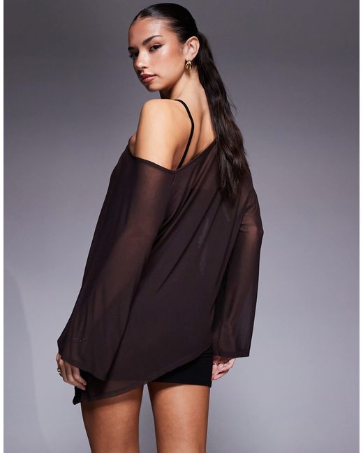Robe courte avec superposition cape - chocolat ASOS en coloris Brown