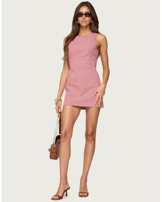 Edikted Pink Macee Gingham Romper