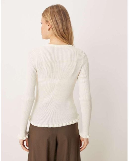 Mango Natural Wool Mix Frill Edge Cardigan