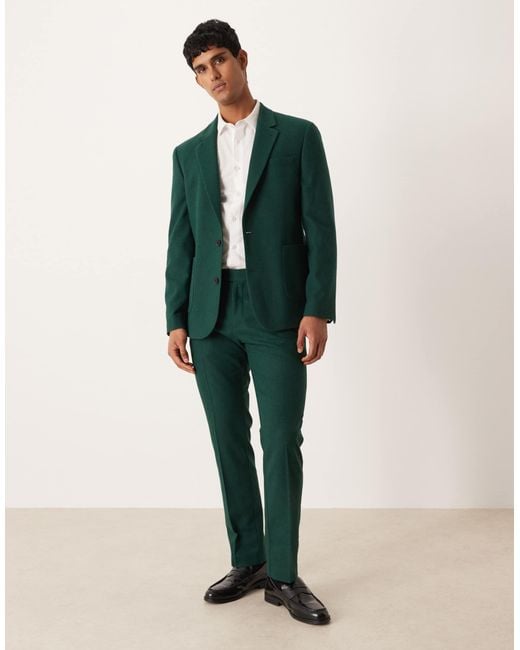ASOS Green Wool Slim Suit Jacket for men
