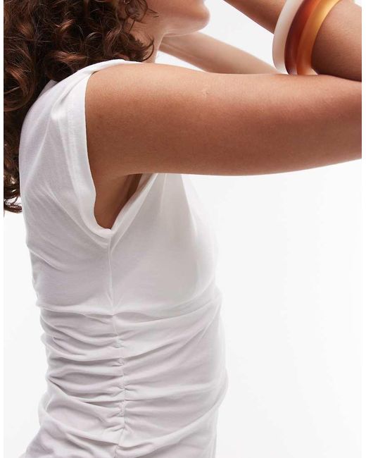 & Other Stories White Jersey Tank Top With Ruche Side Detail