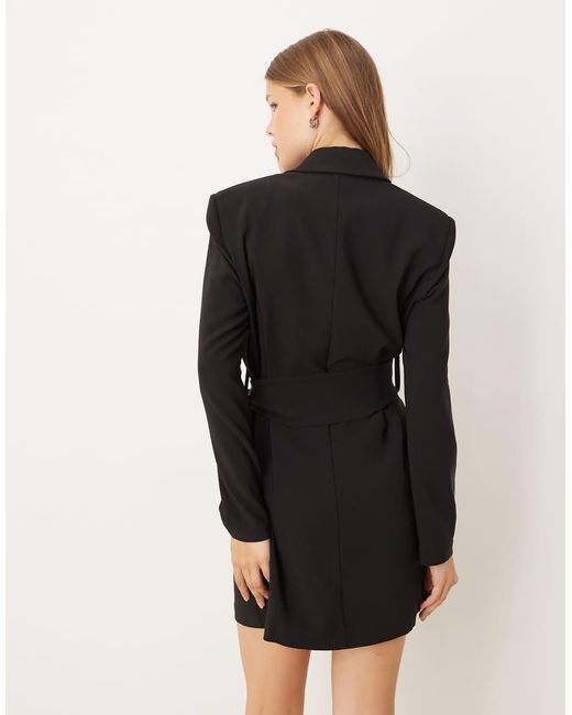 Pretty Lavish Natural Tie Waist Blazer Mini Dress