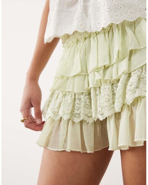 Miss Selfridge Natural Lace Mix Bloomer Shorts