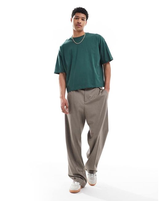 Camiseta Verde De Corte Cuadrado Extragrande Con Estampado Gráfico Floral De ASOS de hombre de color Green