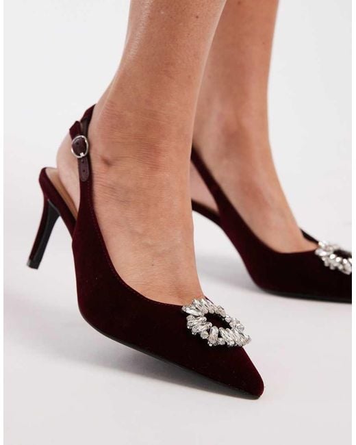 New Look Black Embellished Buckle Heeled Slingback Shoes