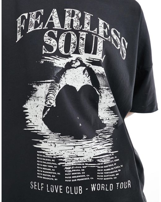 ONLY Blue Oversized Fearless Soul Graphic T-shirt