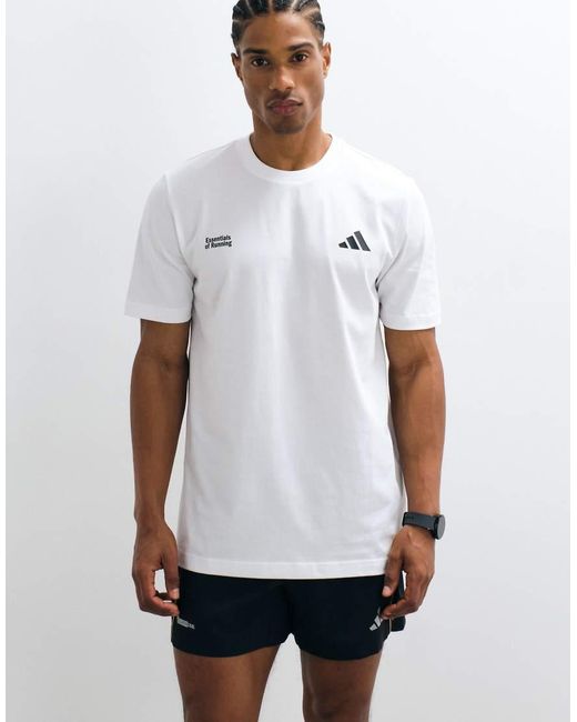 Adidas Originals White Adidas Running T-shirt With Back Print for men