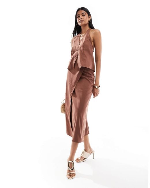 Pieces Brown Halterneck Vest