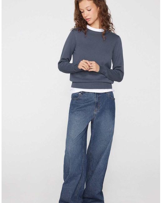 Tezenis Blue Fully-Fashioned Round Neck Jumper