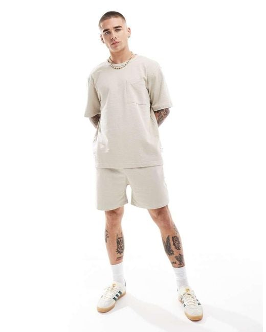 Only & Sons Natural Relaxed Fit Textured T-shirt Co-ord for men