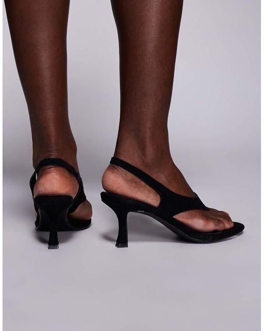 SIMMI Brown Simmi London Ranch Toe Thong Slingback Heeled Sandals