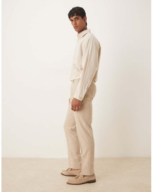 ASOS Natural Slim Suit Trousers With Wool for men