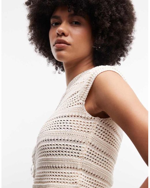 ASOS White Crochet Knit Crop Top Co-ord