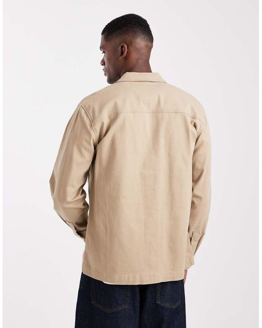 Only & Sons Natural Overshirt With Wide Pockets for men