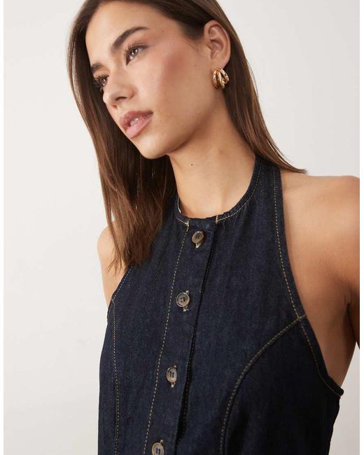 ASOS Blue Halter Denim Top
