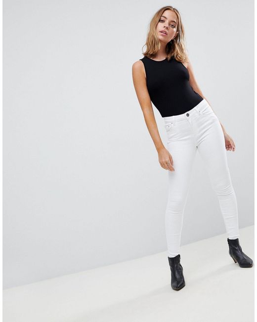petite white high waisted jeans