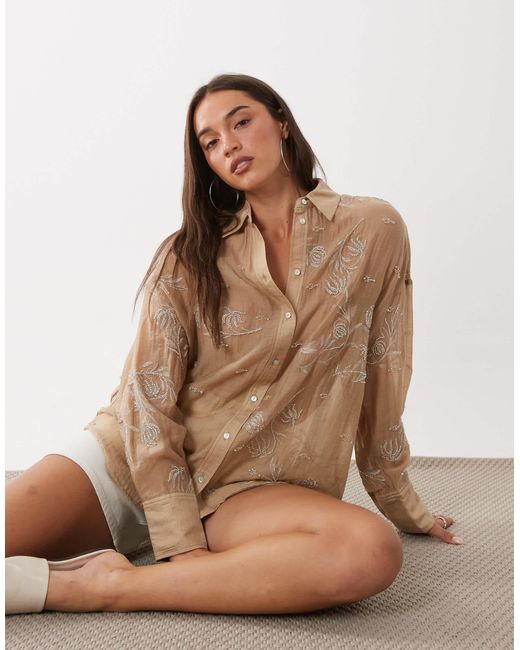Mango Brown – transparentes oversize-hemd