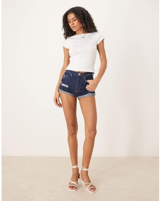 Glamorous White Denim Distressed Shorts